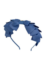 Pleated Ribbon Grosgrain Headband - Smoke Blue