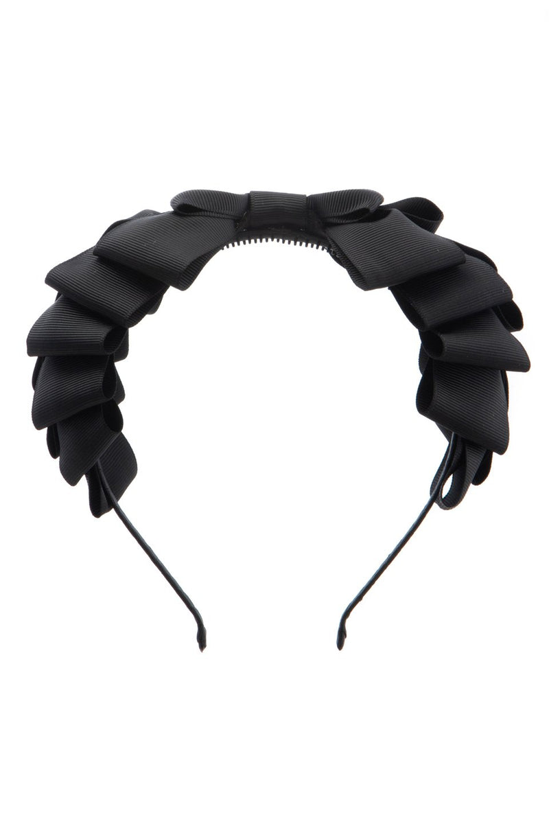 Pleated Ribbon Grosgrain Headband - Black - PROJECT 6, modest fashion