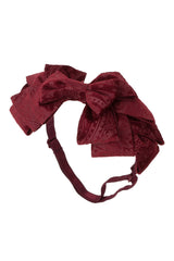 Pleated Ribbon Wrap - Burgundy Paisley Suede - PROJECT 6, modest fashion