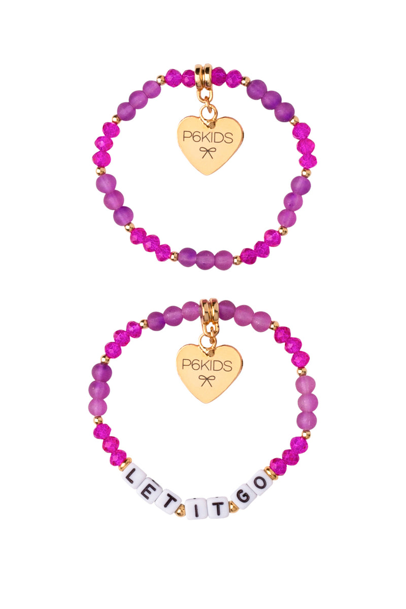Power Mantra Bracelet Set- Hot Pink - "LET IT GO"