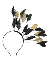 Floating Feathers Headband - Black/Gold - PROJECT 6, modest fashion