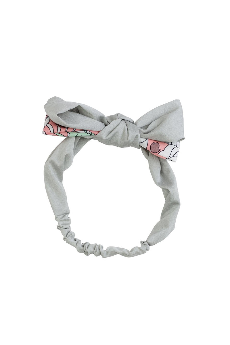 Wide Knot Wrap - Light Grey/ GreenPink Print - PROJECT 6, modest fashion