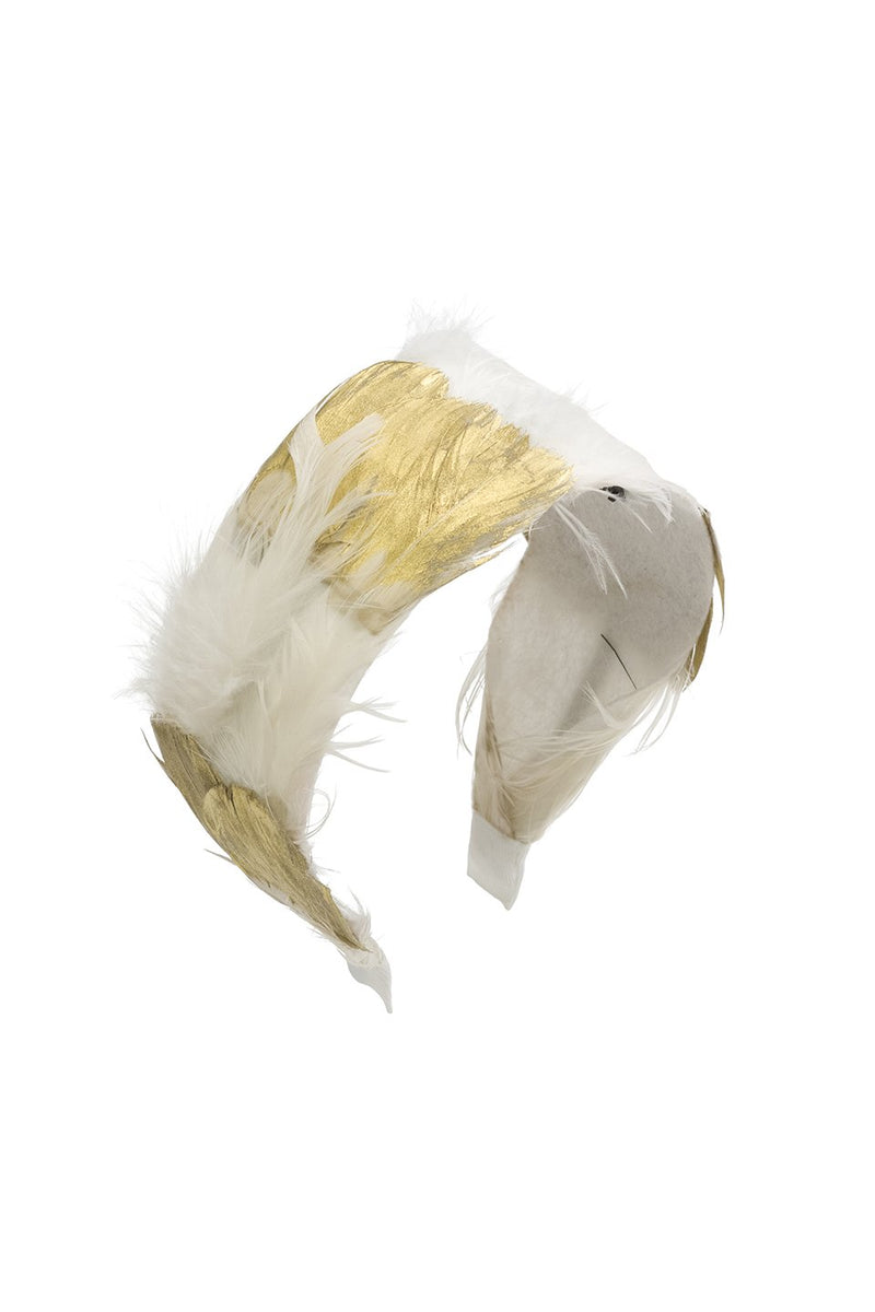 Narrow Feather Headband - White/Gold - PROJECT 6, modest fashion