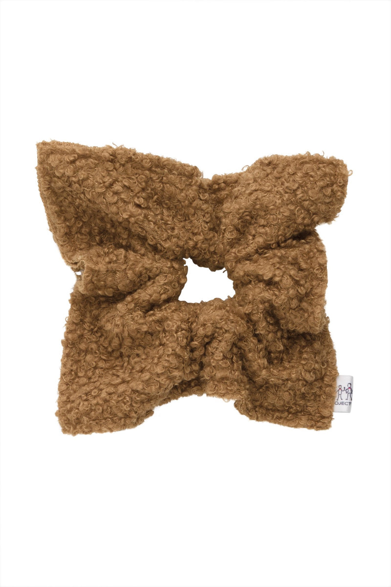 Fuzzy Square Scrunchie - Khaki Camel Fur
