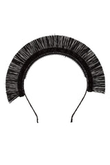 Static Fringe Headband - Black & White Fringe/Black Glitter - PROJECT 6, modest fashion