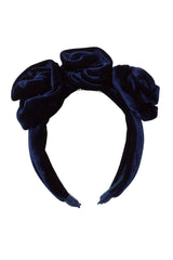 Triple Rose Garden Headband - Navy Velvet - PROJECT 6, modest fashion