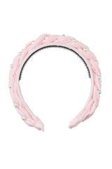 Twisted Pearl Velvet Headband - Baby Pink - PROJECT 6, modest fashion