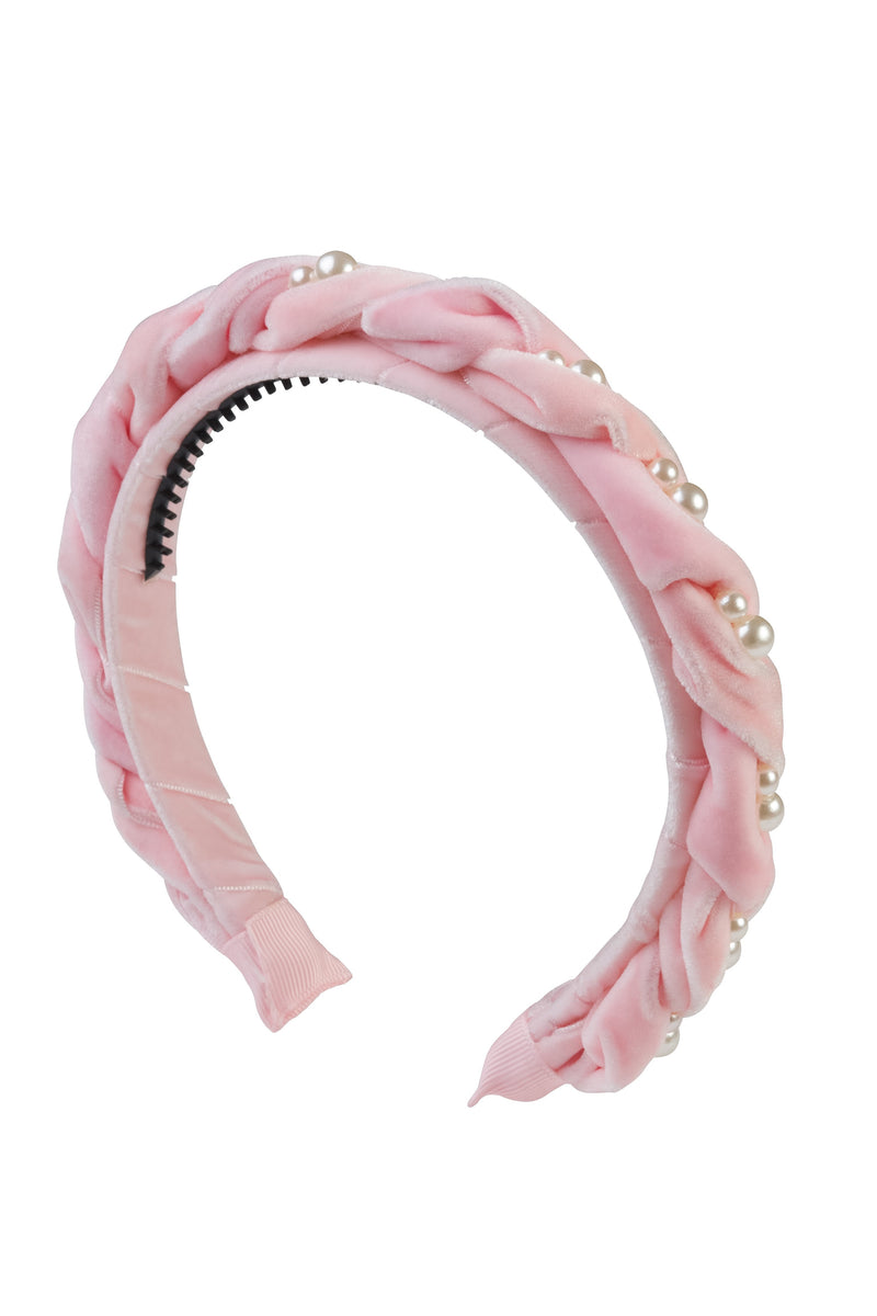 Twisted Pearl Velvet Headband - Baby Pink - PROJECT 6, modest fashion