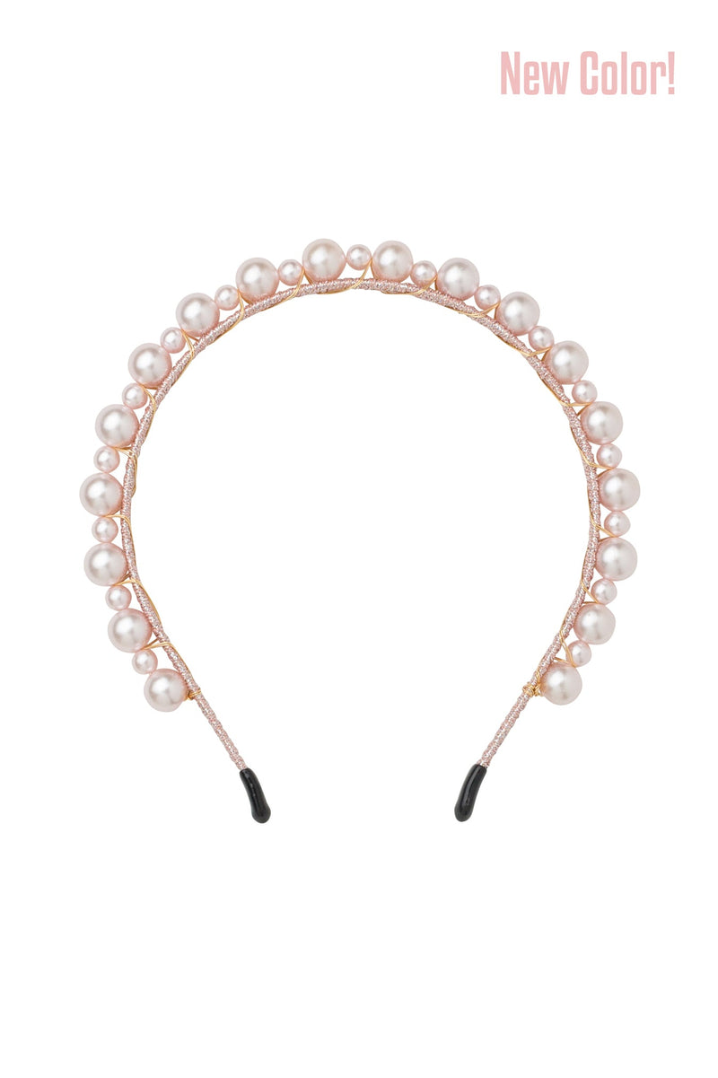 Uneven Pearls Headband - Pink Pearl