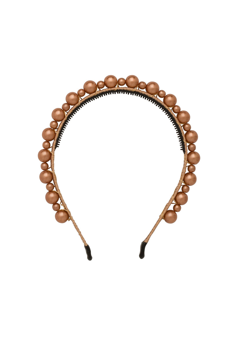 Uneven Pearls Headband - Bronze