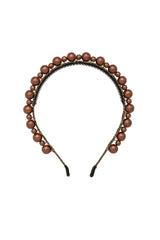 Uneven Pearls Headband - Brown