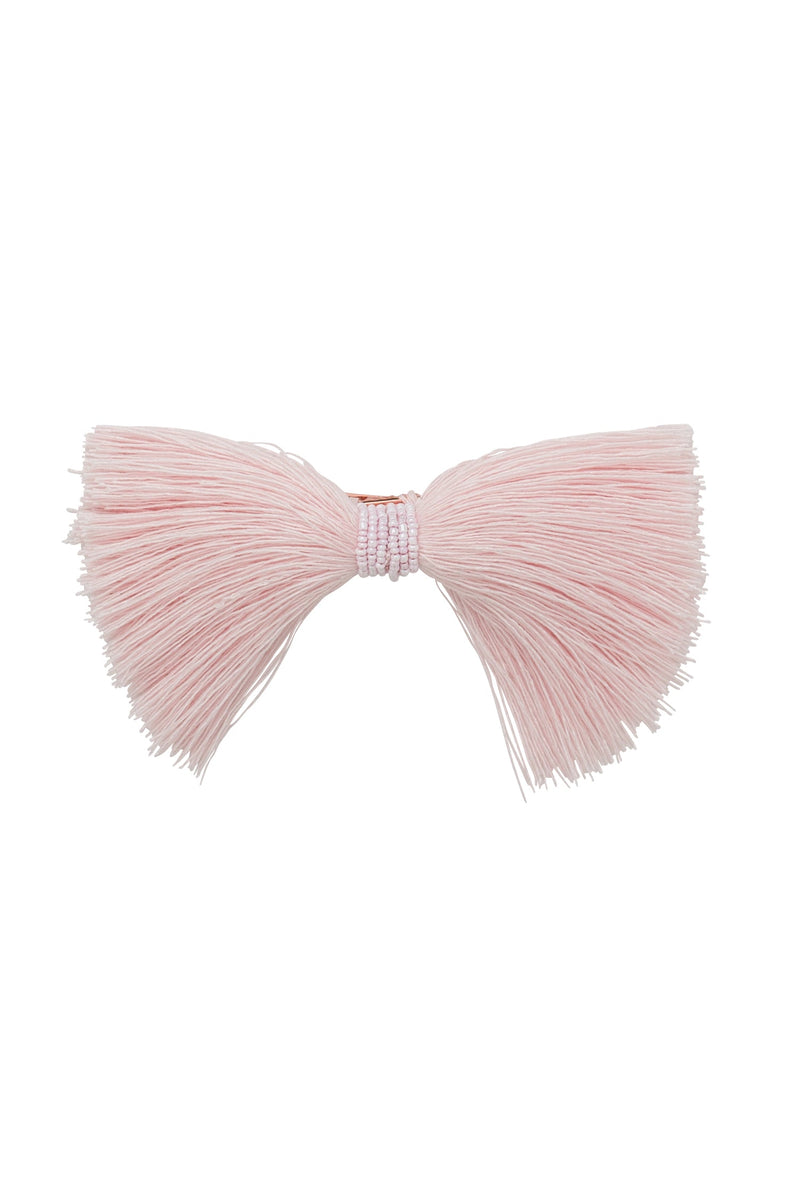 Waterfall Fringe Bow Clip - Light Pink
