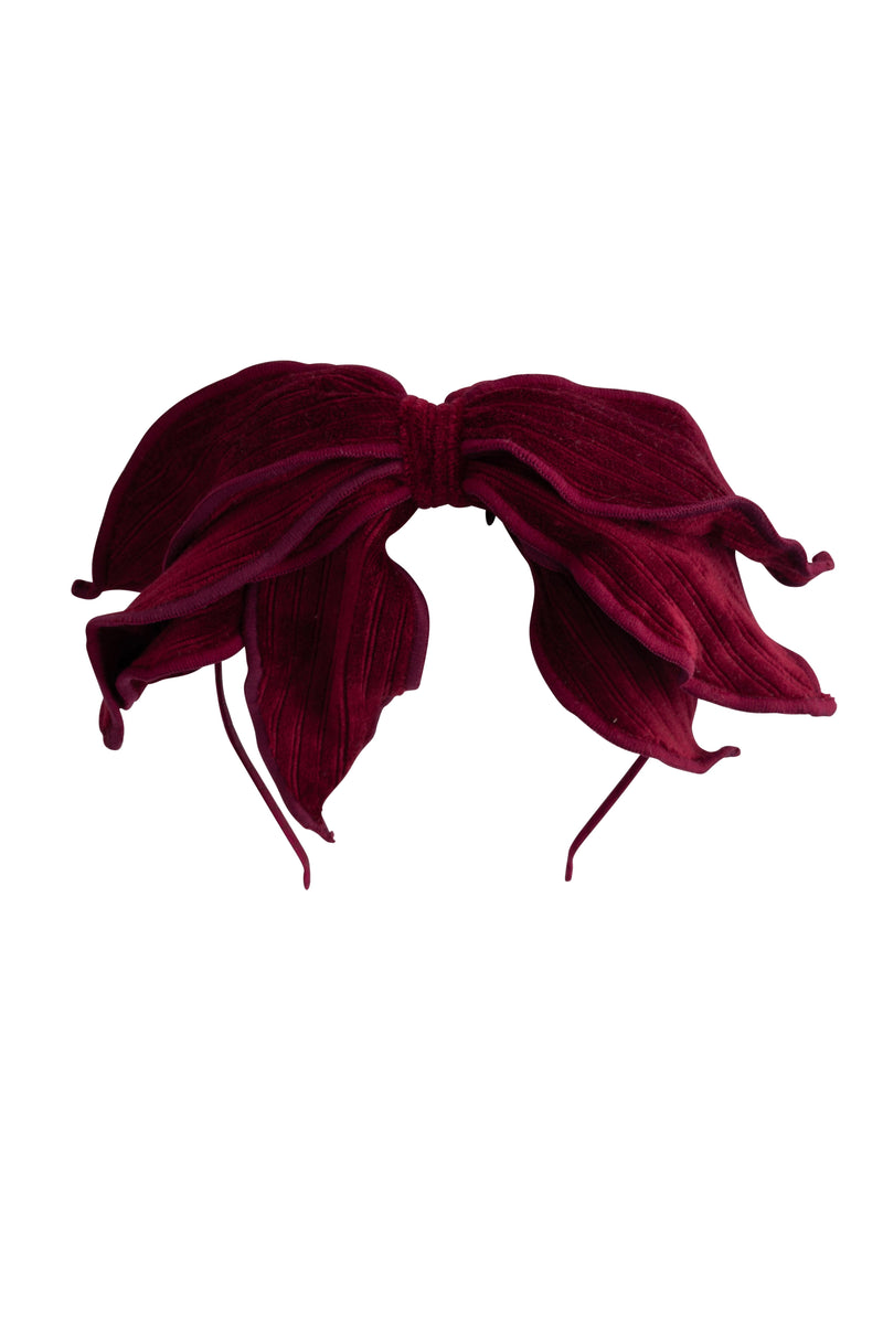Winter Petals Headband - Berry Lines Velvet