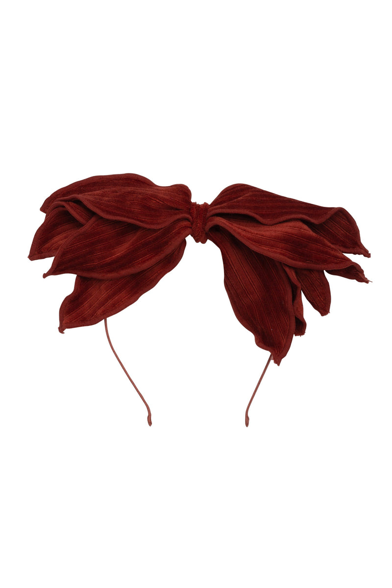 Winter Petals Headband - Rust Lines Velvet